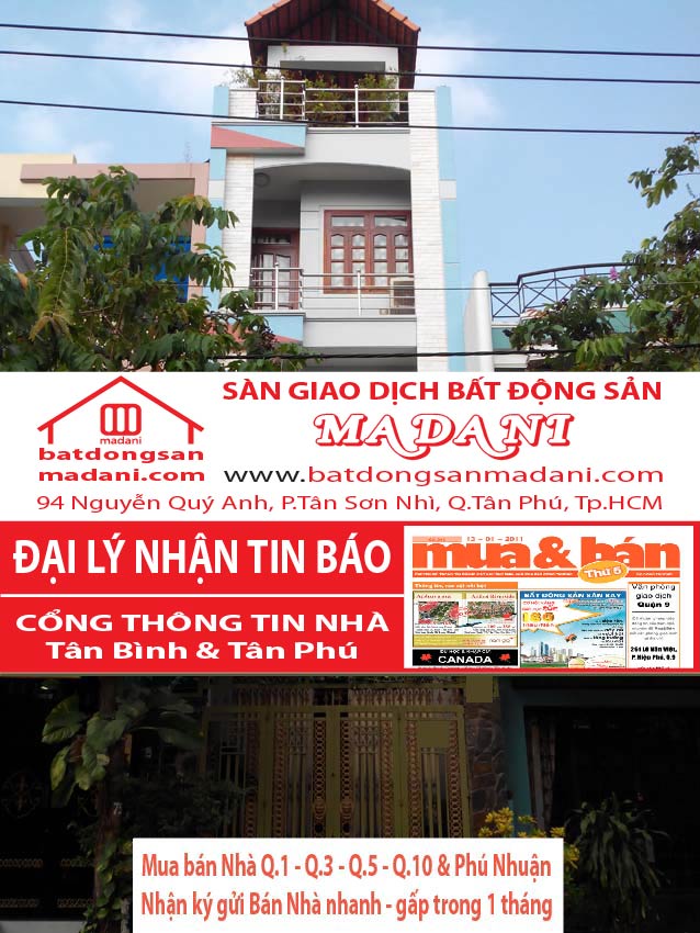 Bán nhà Mặt tiền – Nguyễn Ngọc Nhựt, P.Tân Quý, Q.Tân Phú