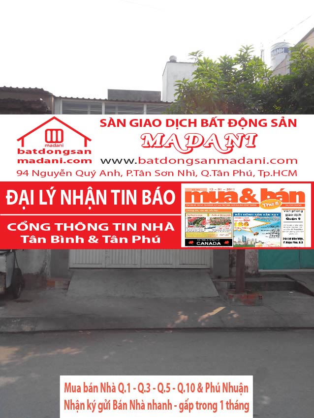 Bán nhà Mặt tiền - Tây Sơn, P.Tân Quý, Q.Tân Phú 