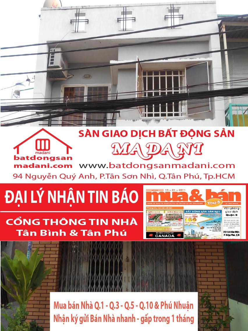 Bán nhà Mặt tiền – Lê Đình Thám, P.Tân Quý, Q.Tân Phú
