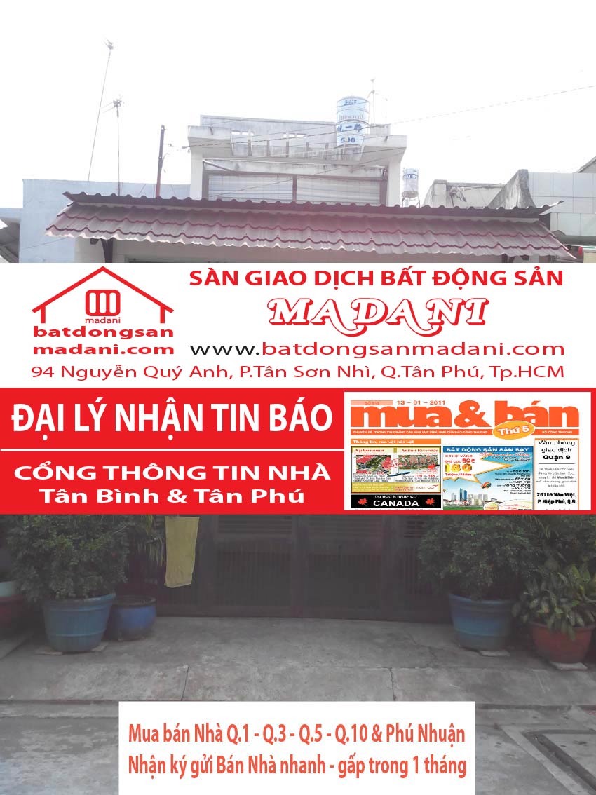 Bán nhà Hẻm 6M – Yên Đỗ, P.Tân Thành, Q.Tân Phú