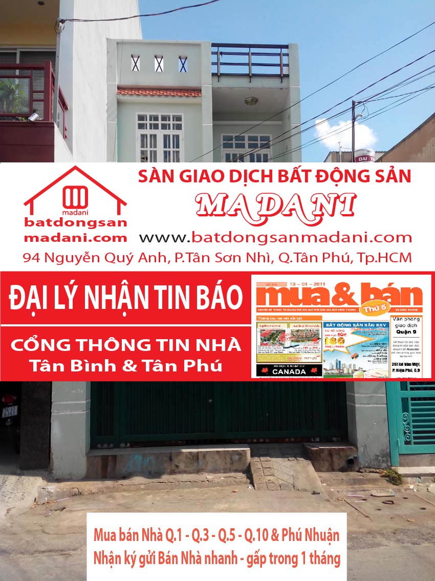 Bán nhà Mặt tiền – Đỗ Nhuận, P.Sơn Kỳ, Q.Tân Phú