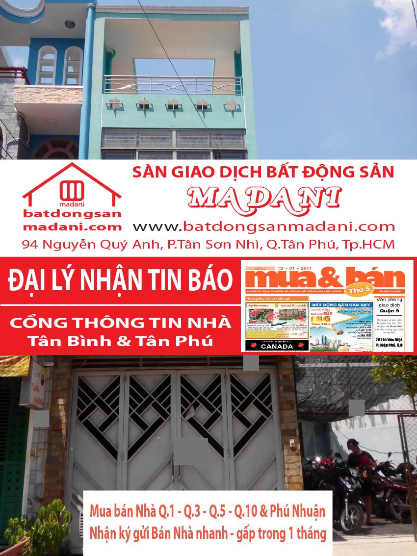 Bán nhà Mặt tiền – Trần Quang Cơ, P.Phú Thạnh, Q.Tân Phú