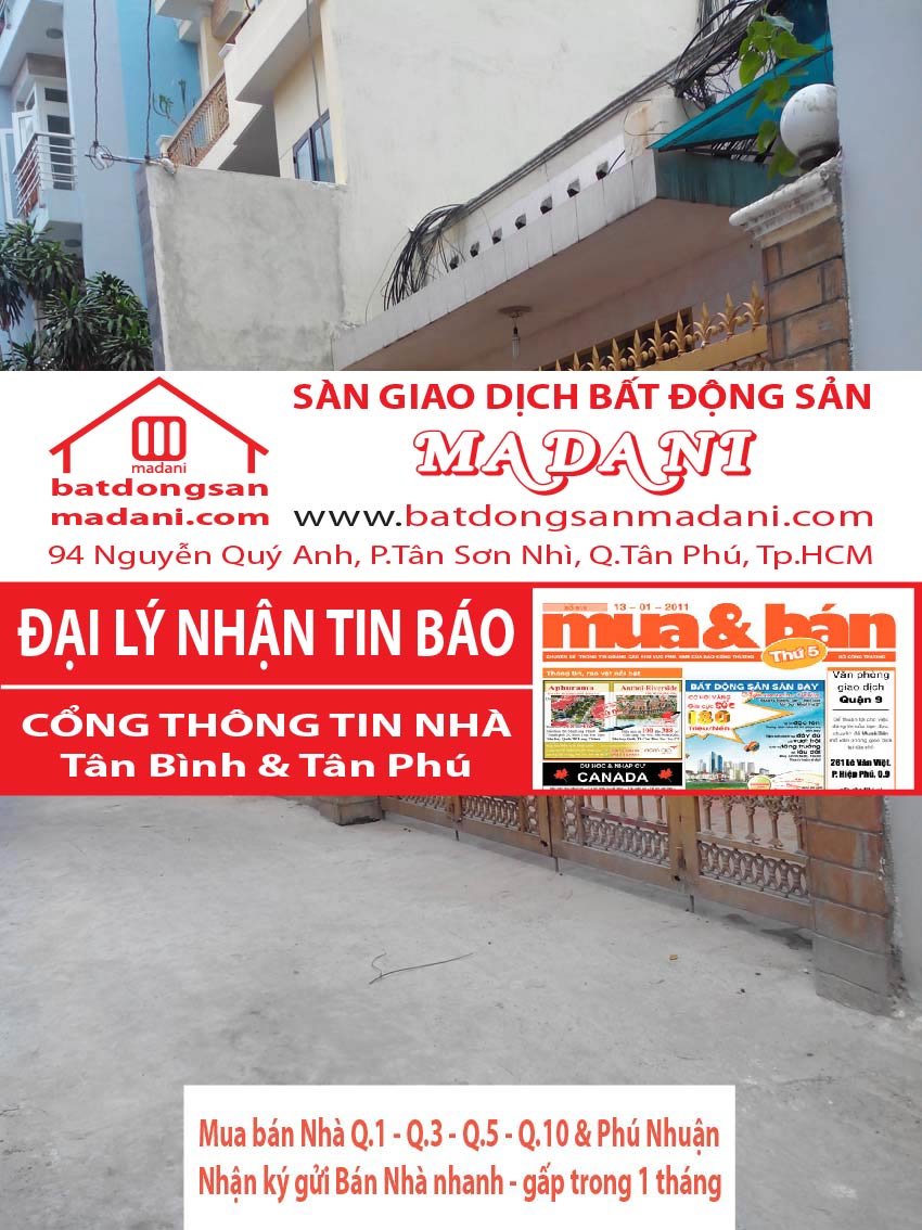 Bán nhà Hẻm 3M – Đường 30/4, P.Tân Thành, Q.Tân Phú