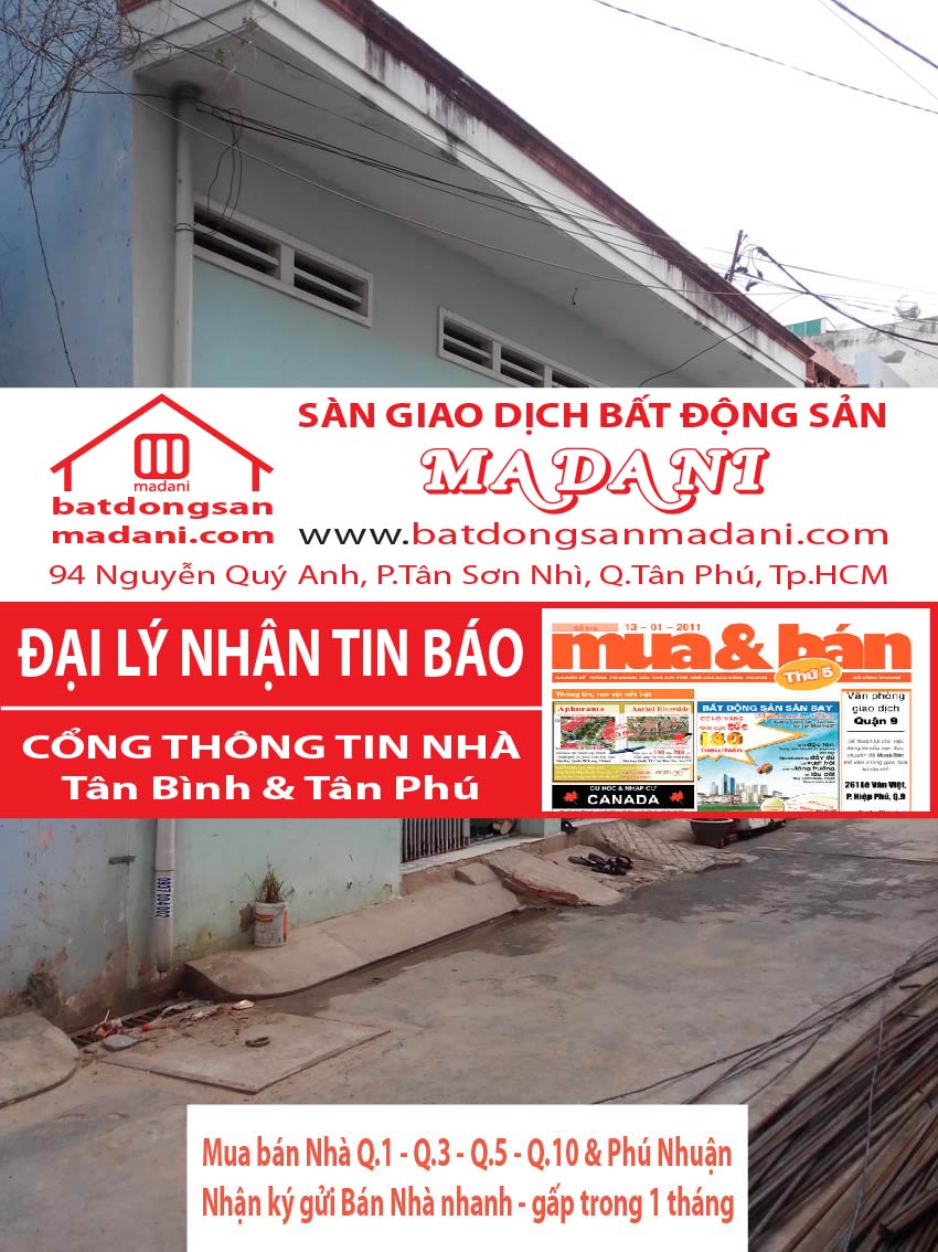 Bán nhà Hẻm 5M – Cầu Xéo, P.Tân Quý, Q.Tân Phú