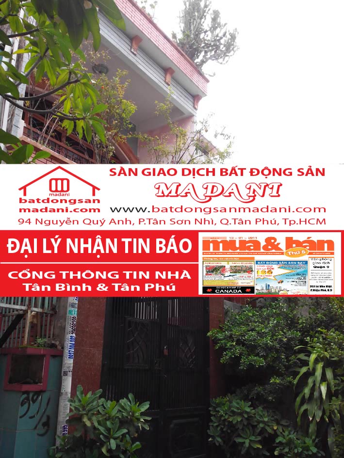 Bán nhà Hẻm cụt 4M – Thoại Ngọc Hầu, P.Phú Thạnh, Q.Tân Phú