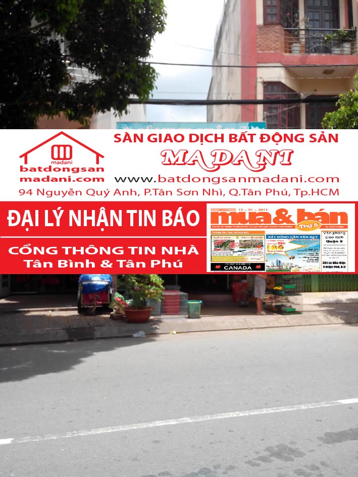 Bán nhà Mặt tiền – Trương Vĩnh Ký, P.Tân Thành, Q.Tân Phú