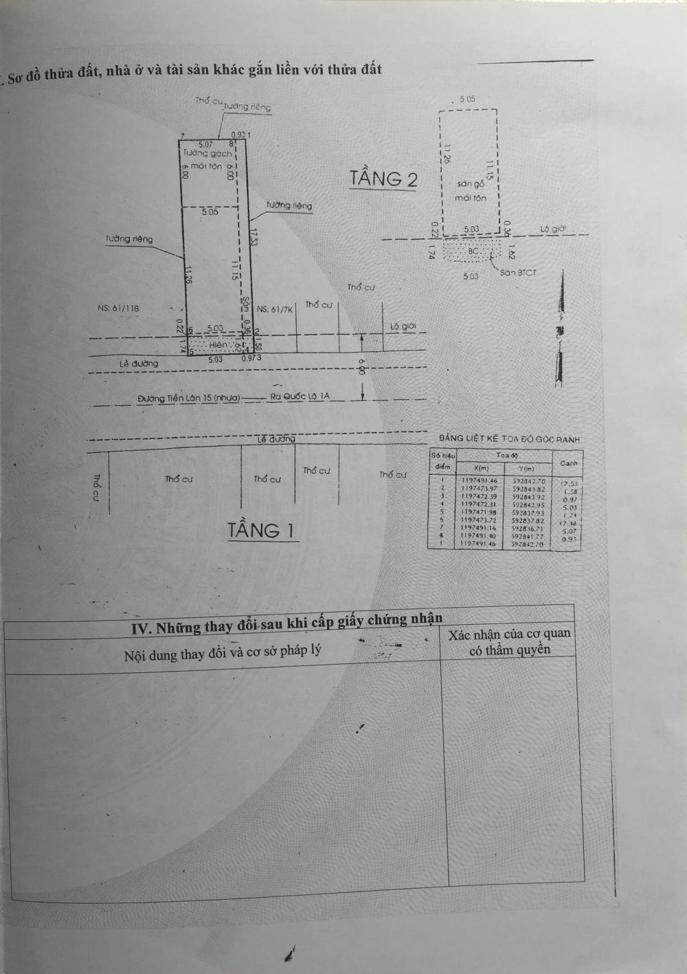 Bán nhà mặt tiền đường Tiền Lân 15, Xã Bà Điểm, Hóc Môn