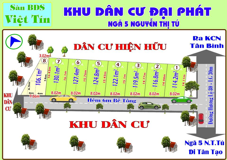 Đất thổ cư 13 Triệu/m2 duy nhất tại KDC Đại Phát-Ngã 5 Vĩnh Lộc