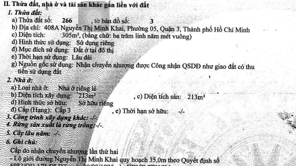 NHÀ BÁN 408A NGUYỄN THỊ MINH KHAI P5 Q3