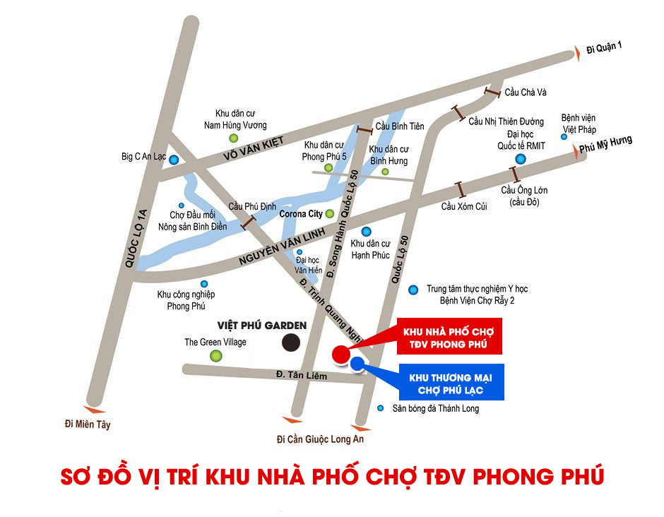 Bán đất Bình Chánh Quốc lộ 50 - đối diện chợ Phú Lạc và trường tiểu học Phong Phú