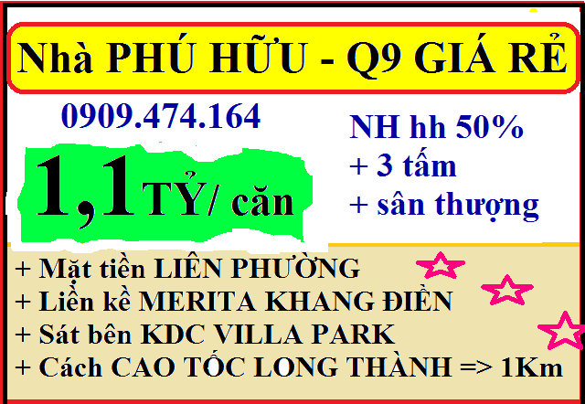 Liên Phường Star, từ 1,1 tỷ, 3 tấm, ngay mặt tiền đường Liên Phường, Phú Hữu, Quận 9, TP HCM