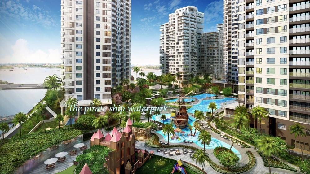 Biệt thự Pool Villa Đảo Kim Cương Q2. 363m2, sân vườn 275m2, 1 trệt, 1 lầu, mặt tiền sông Sài Gòn