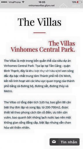 Villas Vinhome Central Park, CK 10% thuê 6%/năm, tặng 10 năm PQL, LH 0938636283
