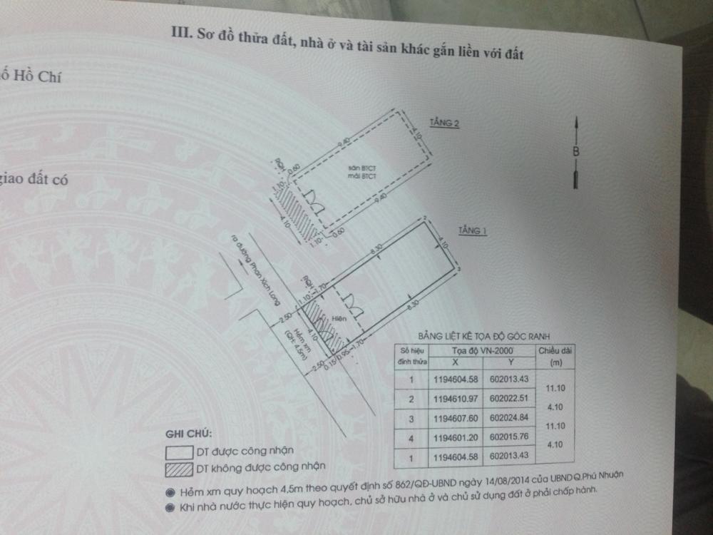Bán nhà hẻm 450/16 Phan Xích Long, P2, giá 4,35 tỷ