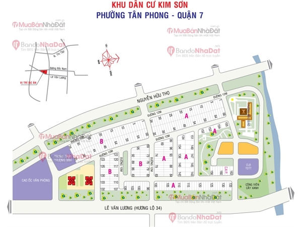 Bán đất biệt thự dự án  Kim Sơn, Quận 7, Tp.HCM diện tích 160m2  giá 61 Triệu/m2