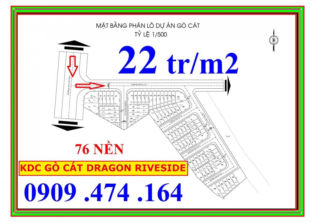Khu dân cư DRAGON RIVESIDE, đất nền đầu tư giá tốt tại GÒ CÁT, QUẬN 9, chỉ 22tr/m2, 0909 474 164 