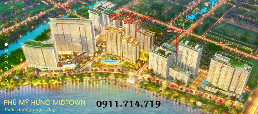 Bán căn hộ 84m2 Phú Mỹ Hưng Midtown, 2PN,trả trước 1 tỷ,LH 0911.714.719 