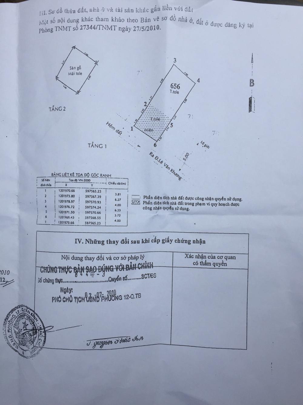 Bán nhà riêng tại Đường Nguyễn Thị Kiểu, Phường Tân Thới Hiệp, Quận 12, Tp.HCM diện tích 60m2  giá 1.95 Tỷ