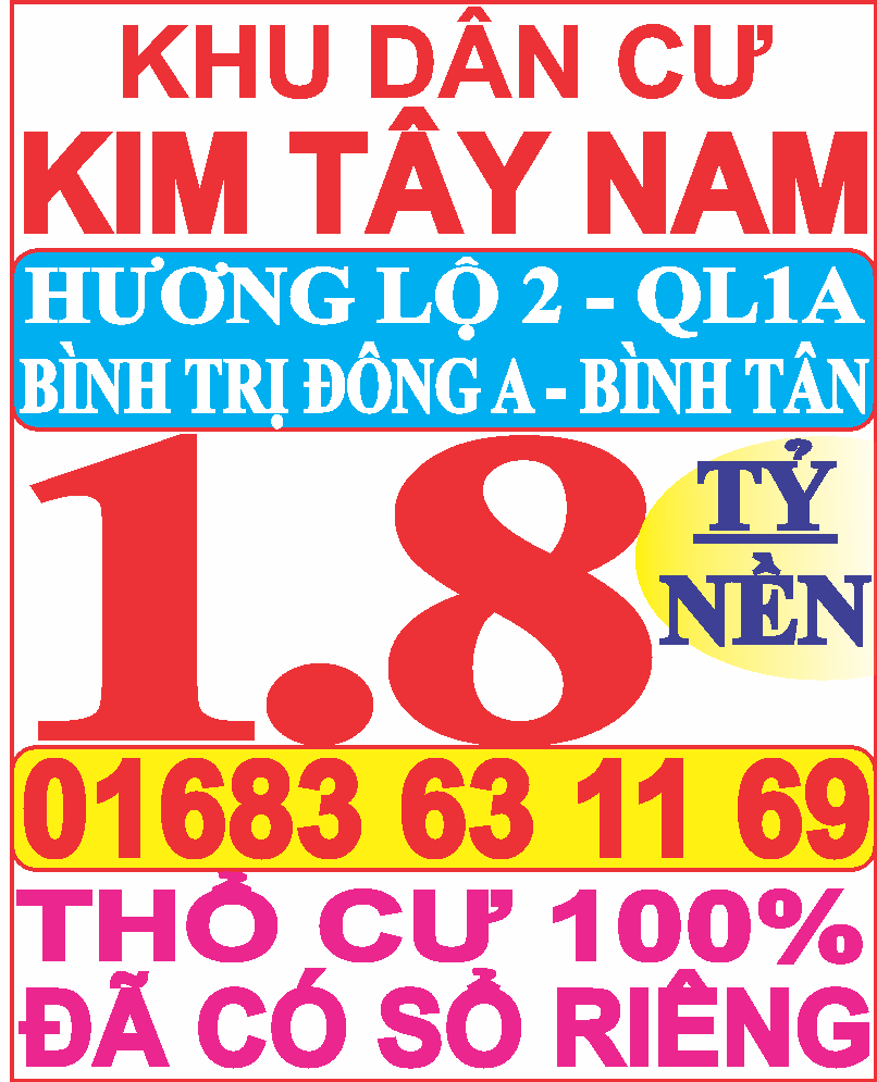 Mở bán 120 lộ đất nền KDC Kim Tây Nam vị trí thuận tiện kinh doanh buôn bán.