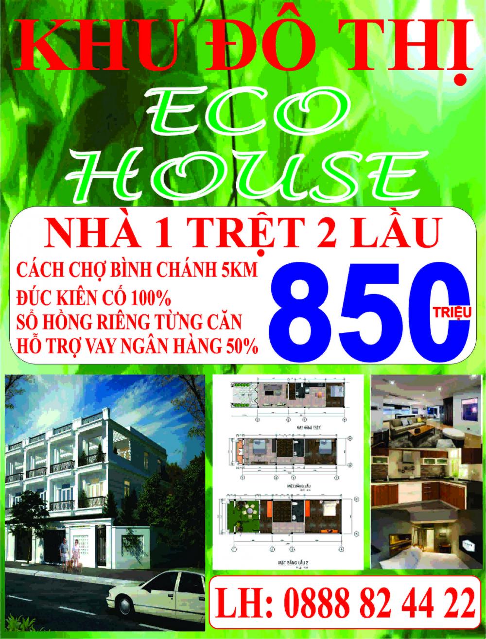 Mở Bán Đợt 1 KDC Eco House, Gần Chợ Bình Chánh, Chỉ 850Tr/Căn.