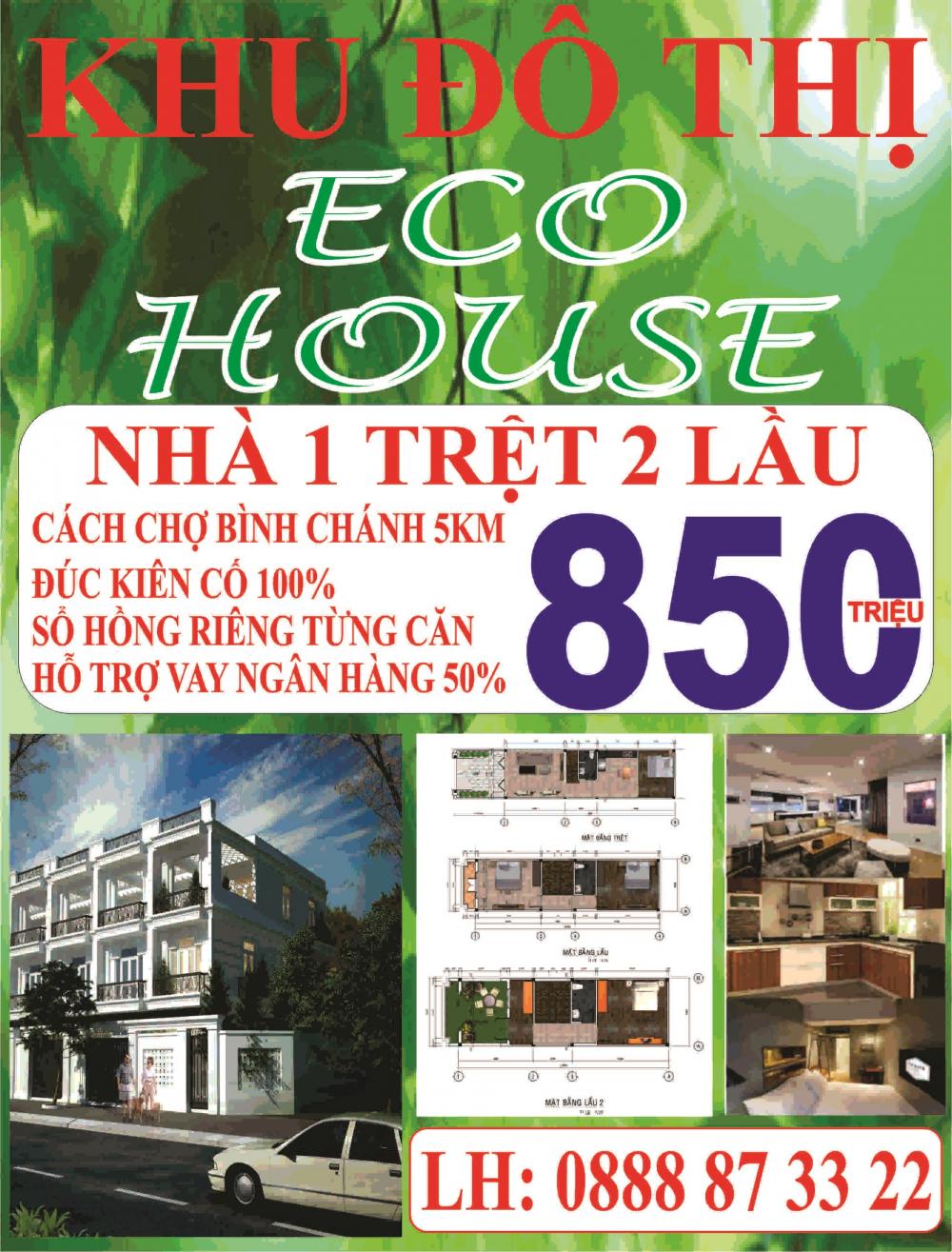 Bán nhà Eco House gần chợ Bình Chánh, vị trí đắc địa cam kết đầu tư lợi nhuận cao