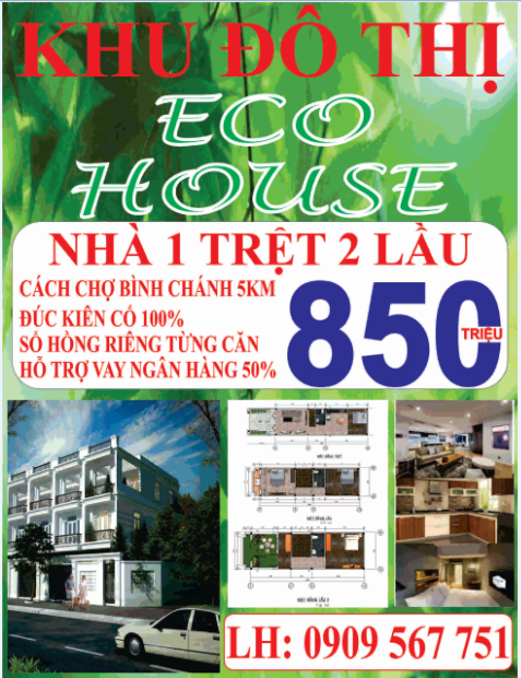 Khu nhà ở Eco House nằm ngay kế bên chợ Bình Chánh.SHR