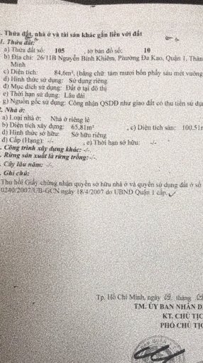 Bán nhà 26/11B Nguyễn Bỉnh Khiêm,Đa Kao Q1, 5,5x16m nở hậu 6m giá 22 tỷ