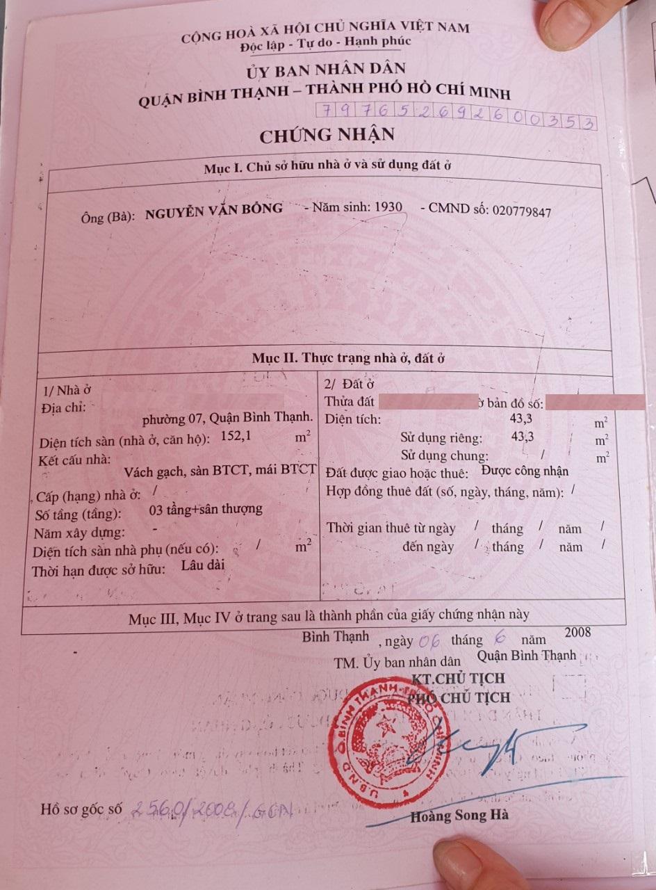 Chính chủ bán nhà 40m2 HXH 57/21A Lê Quang Định 1 lầu trung tâm Bình Thạnh Gía 4,6 tỷ