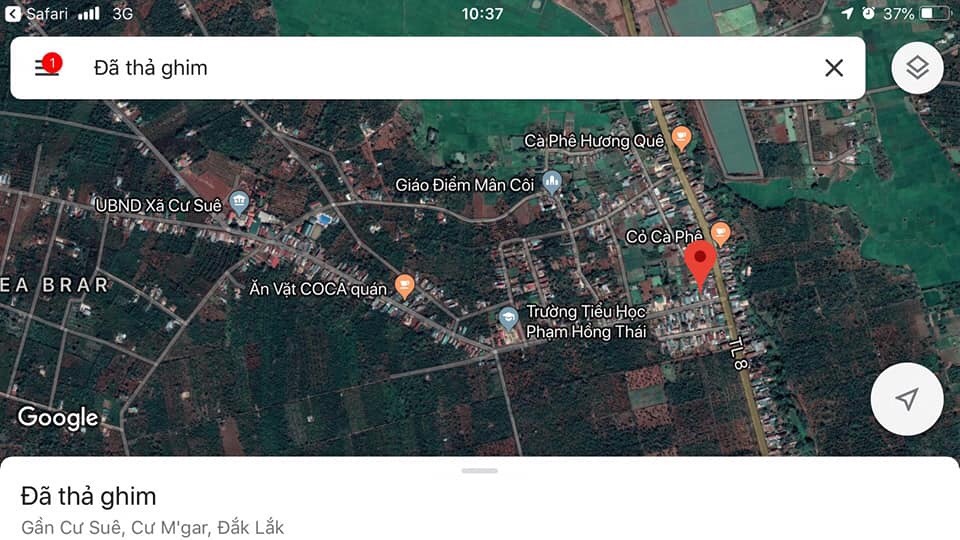 Cần bán lô đất  mặt tiền tại Xã Cư Suê - Huyện Cư M-gar - Đắc Lắc,  cách TL8 50m