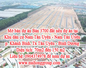 Mở bán dự án Bán đất nền dự án tại Khu dân cư Nam Tân Uyên - Nam Tân Uyên, phường Khánh Bình, Tx