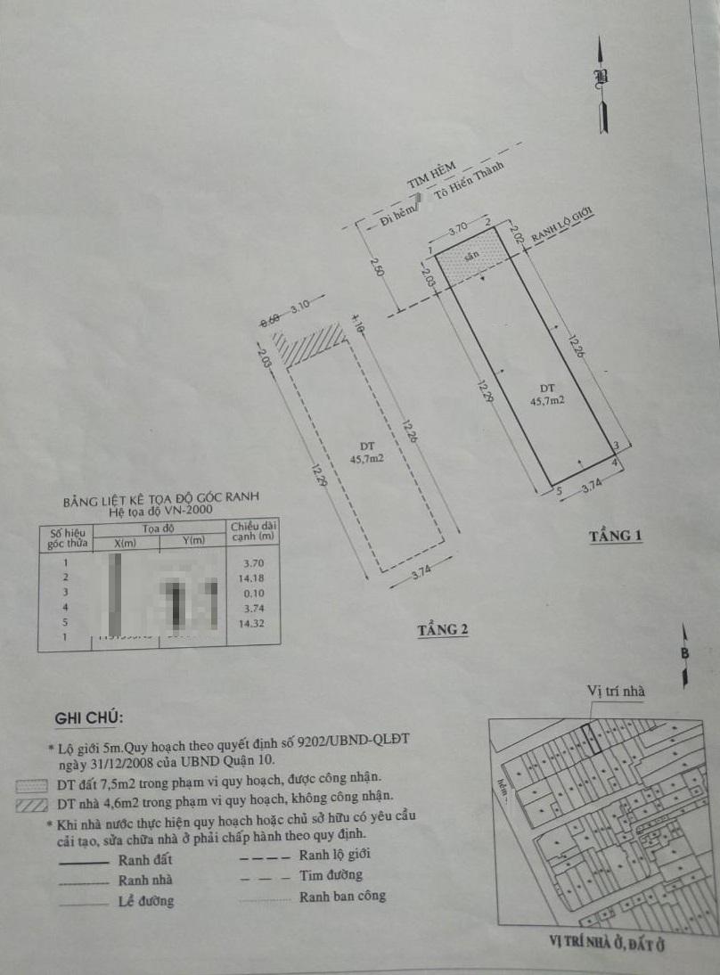 Tô Hiến Thành P14.Q10 Hẻm Kingdom101 ( 3.7 * 14.3 ) 1 Lầu 6.9 Tỷ 