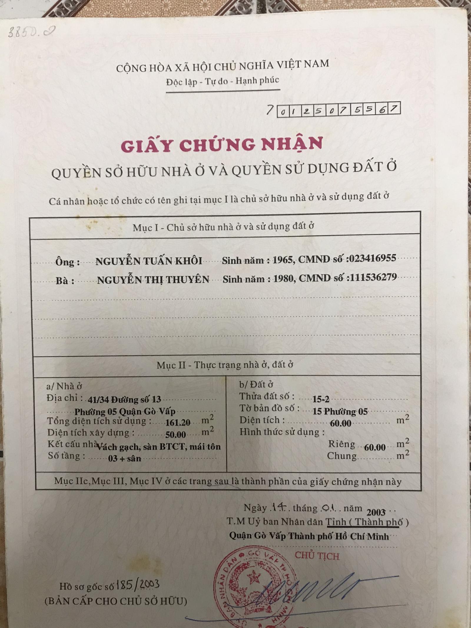 Bán nhà 416/43/32 dương Quảng Hàm, p.5, gò Vấp, tp. hồ chí minh