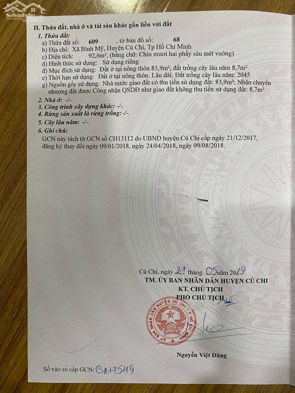 Chính chủ bán đất ngay cầu rạch tra bình mỹ củ chi