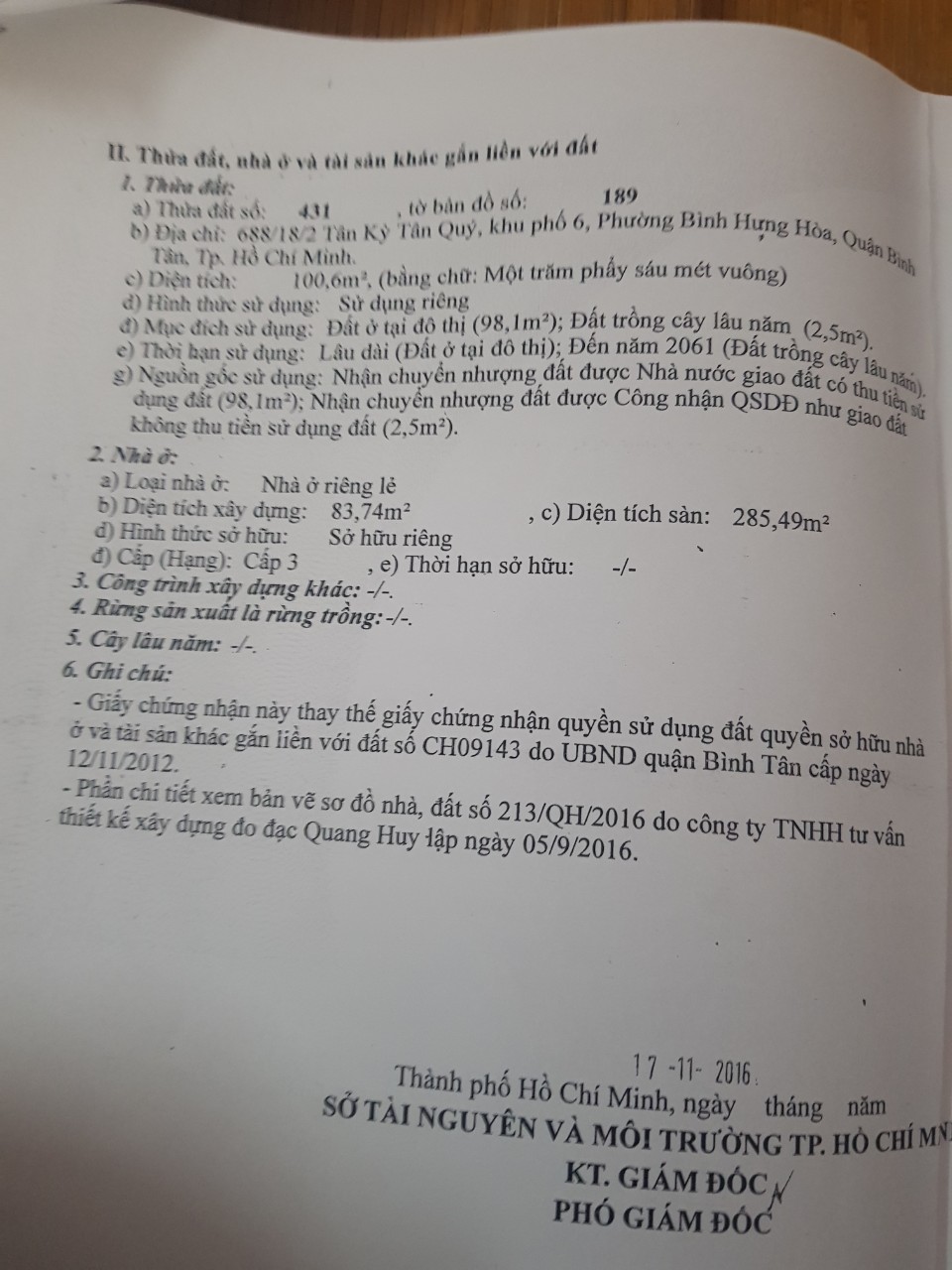 Chính chủ cần bán gấp nhà Đường 688 Tân Kỳ , Tân Quý ,Quận Bình Tân Thành Phố Hồ Chí Minh