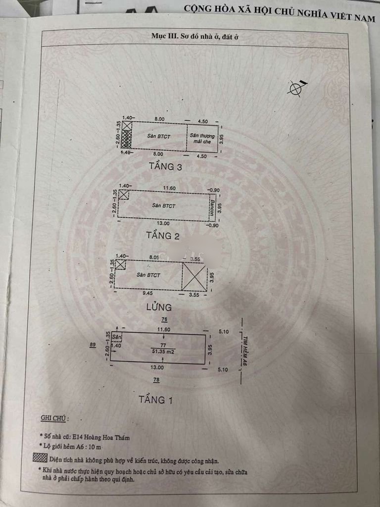 Bán nhà riêng tại Đường Hoàng Hoa Thám, Phường 12, Tân Bình, Tp.HCM diện tích 52m2  giá 9.6 Tỷ