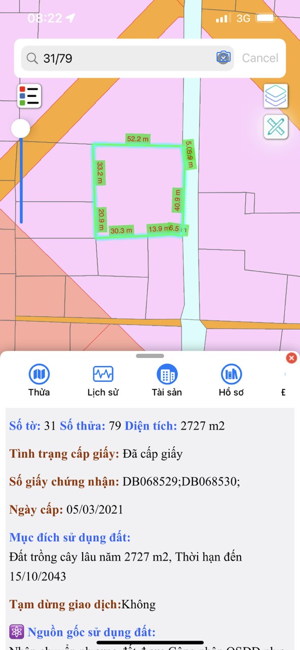Cần bán gấp 2727m2 CLN ,Vĩnh Thanh-Nhơn Trạch,chỉ 2.5tr/m2