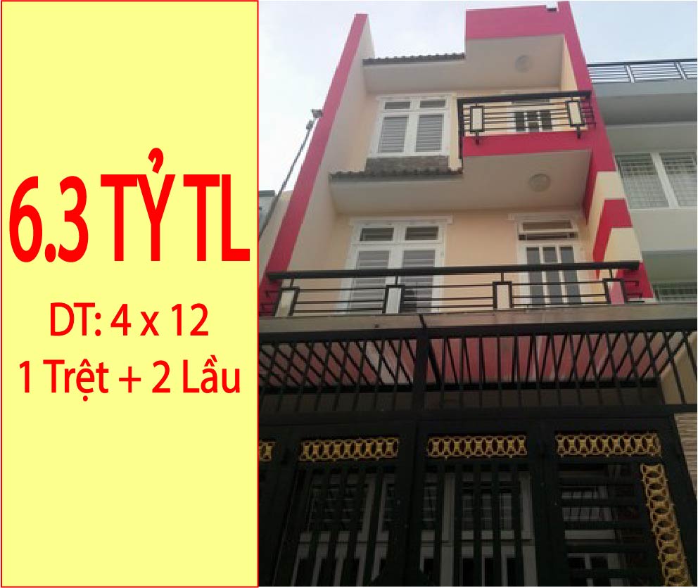 6.3 tỷ - 1 trệt + 2 lầu – Nhà mới – Trần Văn Quang.
