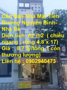 Cần Bán Nhà Mặt Tiền Đường Nguyễn Bình- Nhà Bè