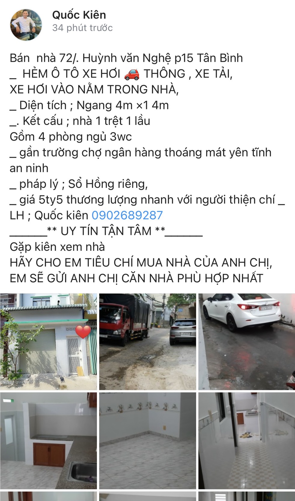 Bán nhà riêng tại Đường Huỳnh Văn Nghệ, Phường 15, Tân Bình, Tp.HCM diện tích 56m2  giá 5.5 Tỷ