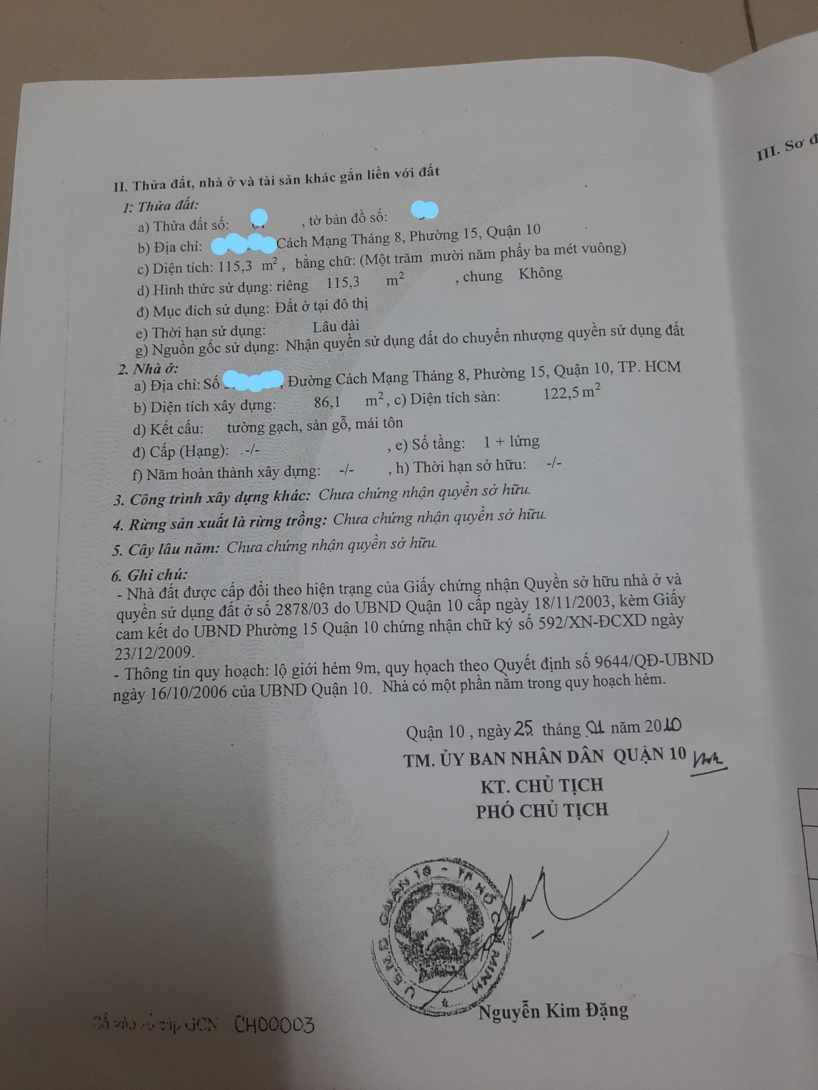 Bán nhà 595/33/ CMT8 P15, Quận 10. Giá 12.5 Tỷ