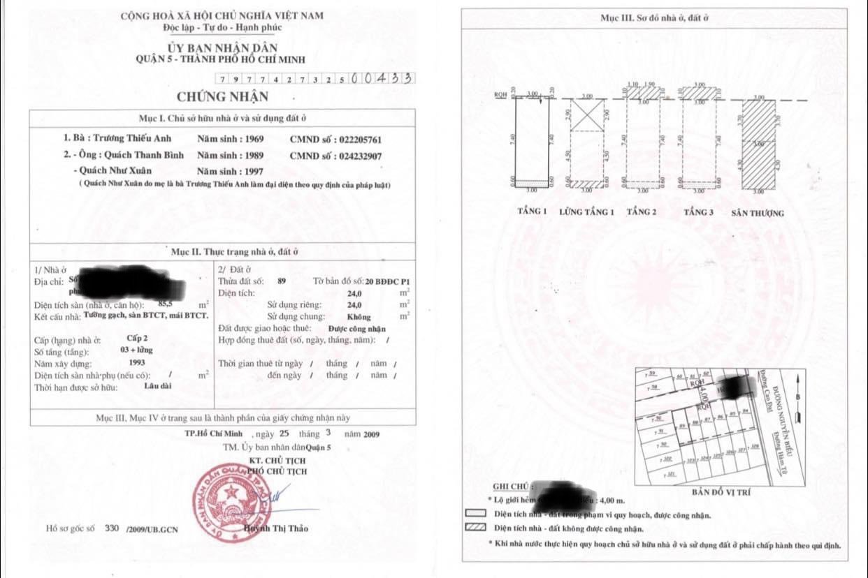 bán nhà quận 5 mới xây cực đẹp đường Nguyễn Biểu Cao Đạt