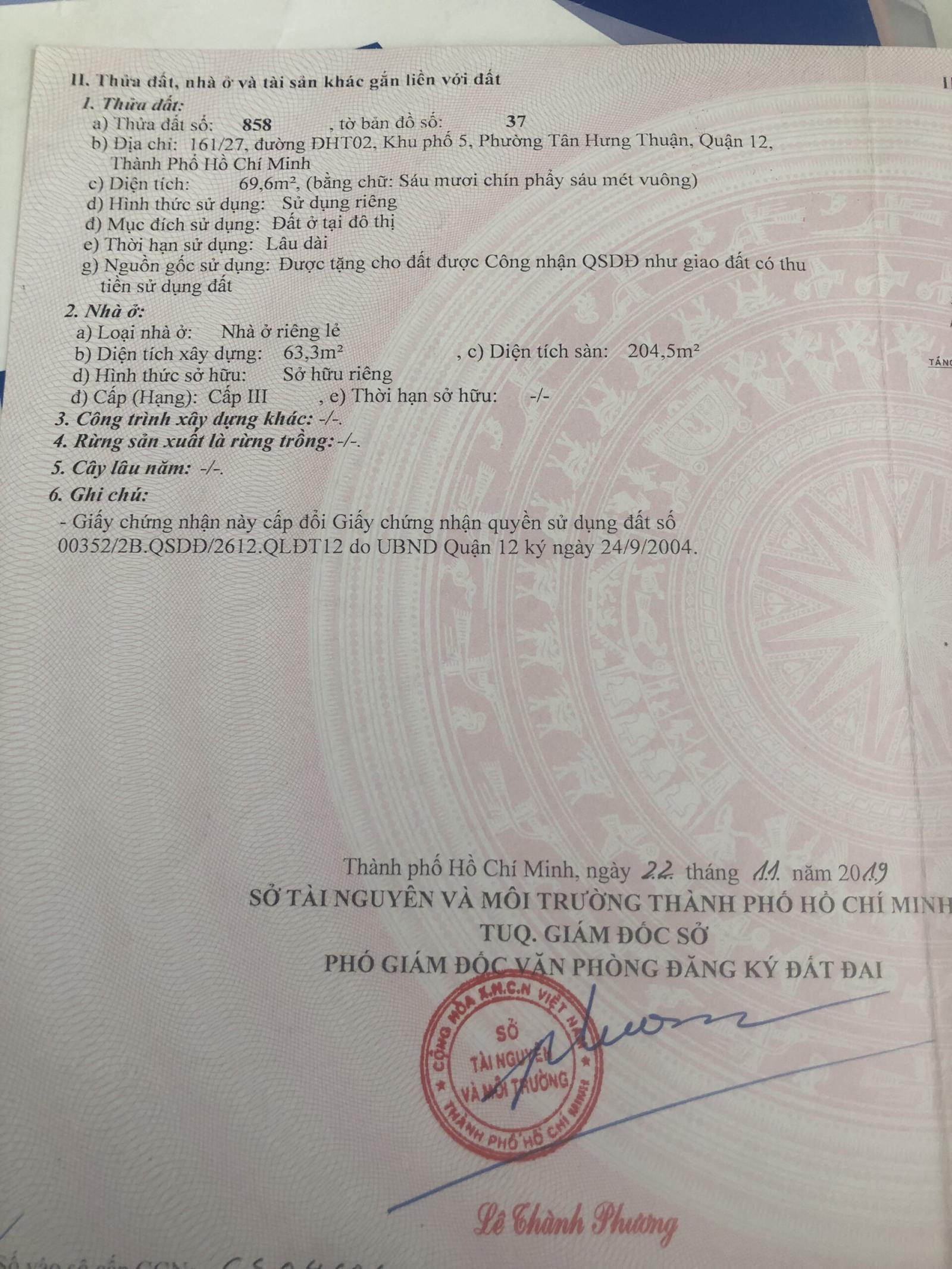 Nhà 161/   ĐHT02 , KP5, P Tân Thuận , Quận 12