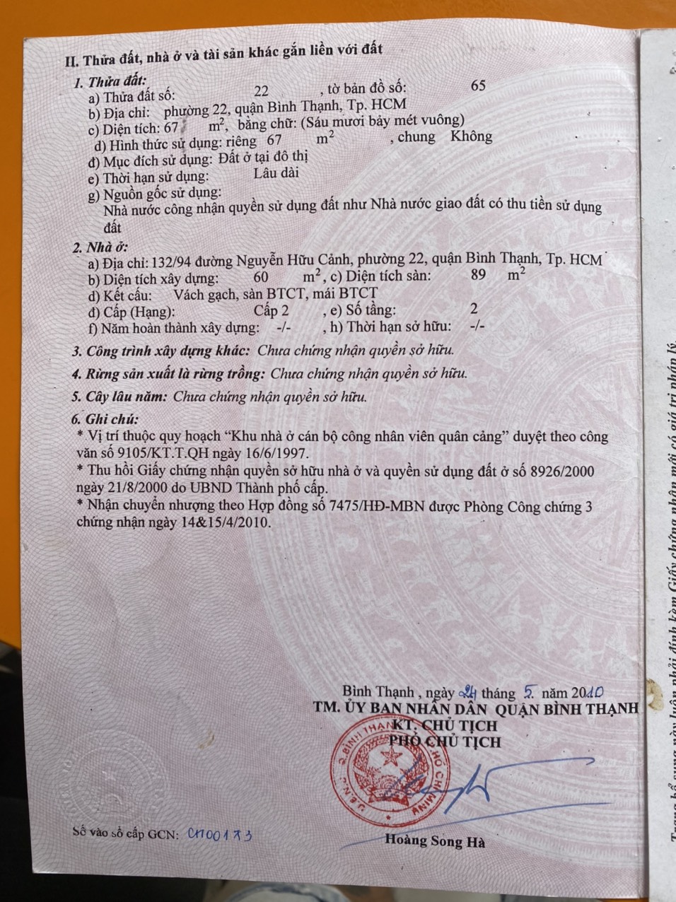 BÁN NHÀ RIÊNG HẺM 132 ĐƯỜNG NGUYỄN HỮU CẢNH, PHƯỜNG 22, BÌNH THẠNH.