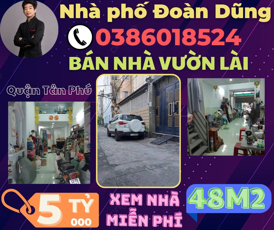 Bán nhà Hẻm Xe Tải Vườn Lài Quận Tân Phú tròn 5 tỷ 0386018524.