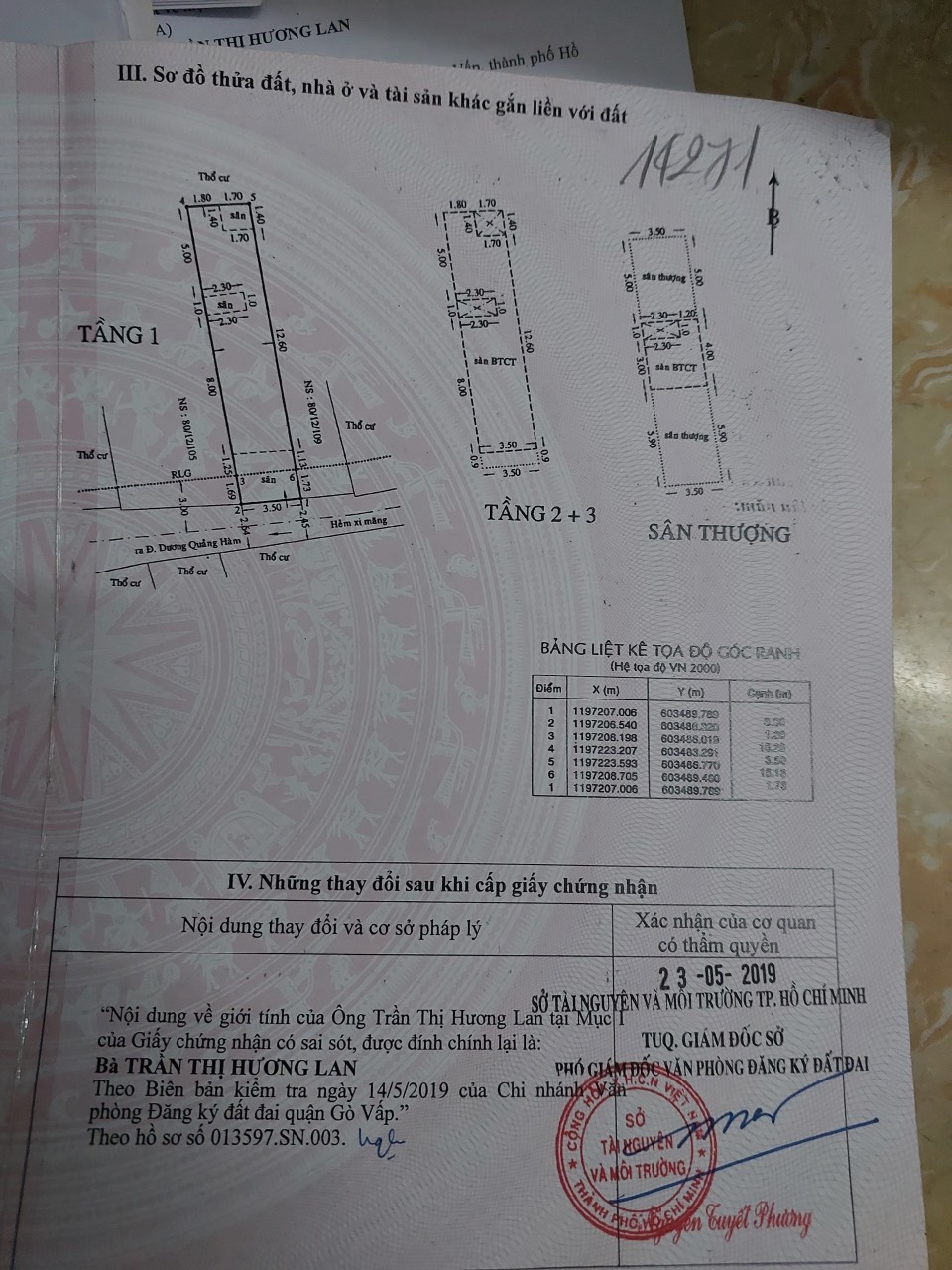 Bán gấp nhà SHR, hẻm 80 Dương Quảng Hàm, P5, Gò Vấp.Dt:3,5x17, 1tr3l