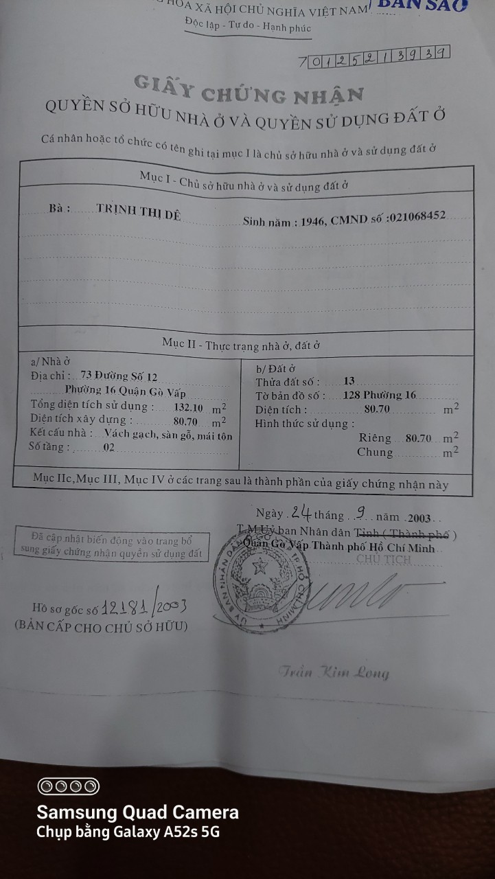 Bán gấp nhà hẻm xe hơi, 208 Đường số 9, P16, 1tr1, Dt:4x20, giá:6.7 tỷ