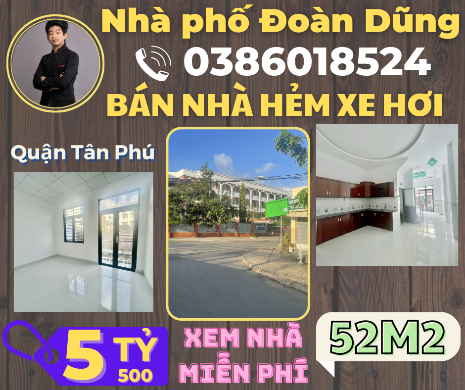 HXH Trần Tấn Quận Tân Phú 52M2 chỉ 5 tỷ 5 – Liên hệ: 0386018524.