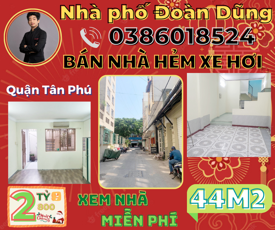 Gấp bán nhà Phú Thọ Hoà 44m2 chỉ 2 tỷ 800 triệu – 0386018524.