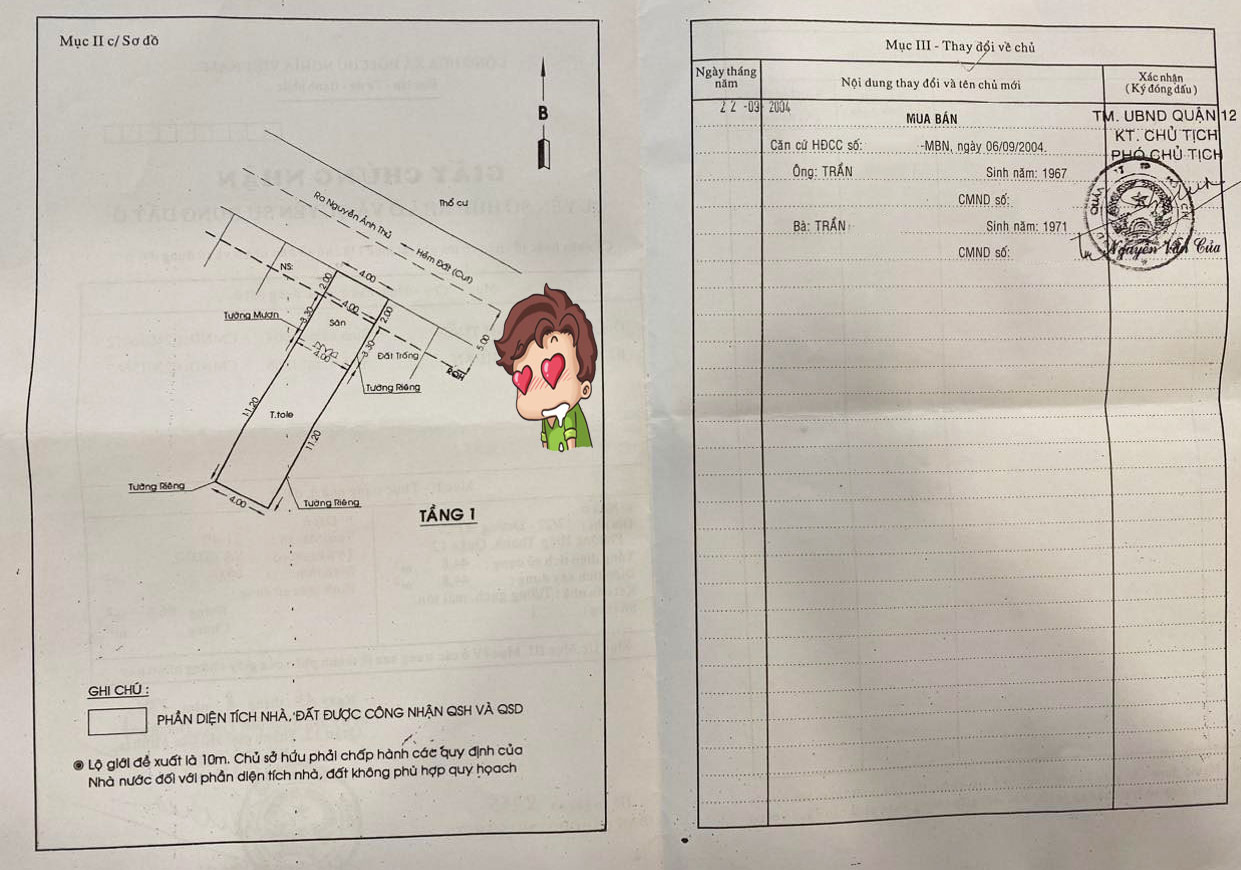 VỊ TRÍ HIẾM NHÀ BÁN - HẺM 7M NGUYỄN THỊ ĐẶNG Q12 - 66M2 - GẦN TRƯỜNG TIỂU HỌC LÊ ĐỨC THỌ.