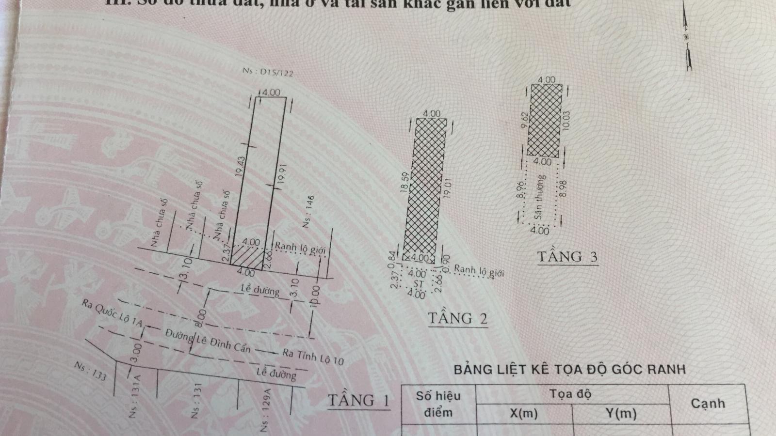 Bán đất mặt tiền đường Lê Đình Cẩn gần chợ 4x23m,8.3ty